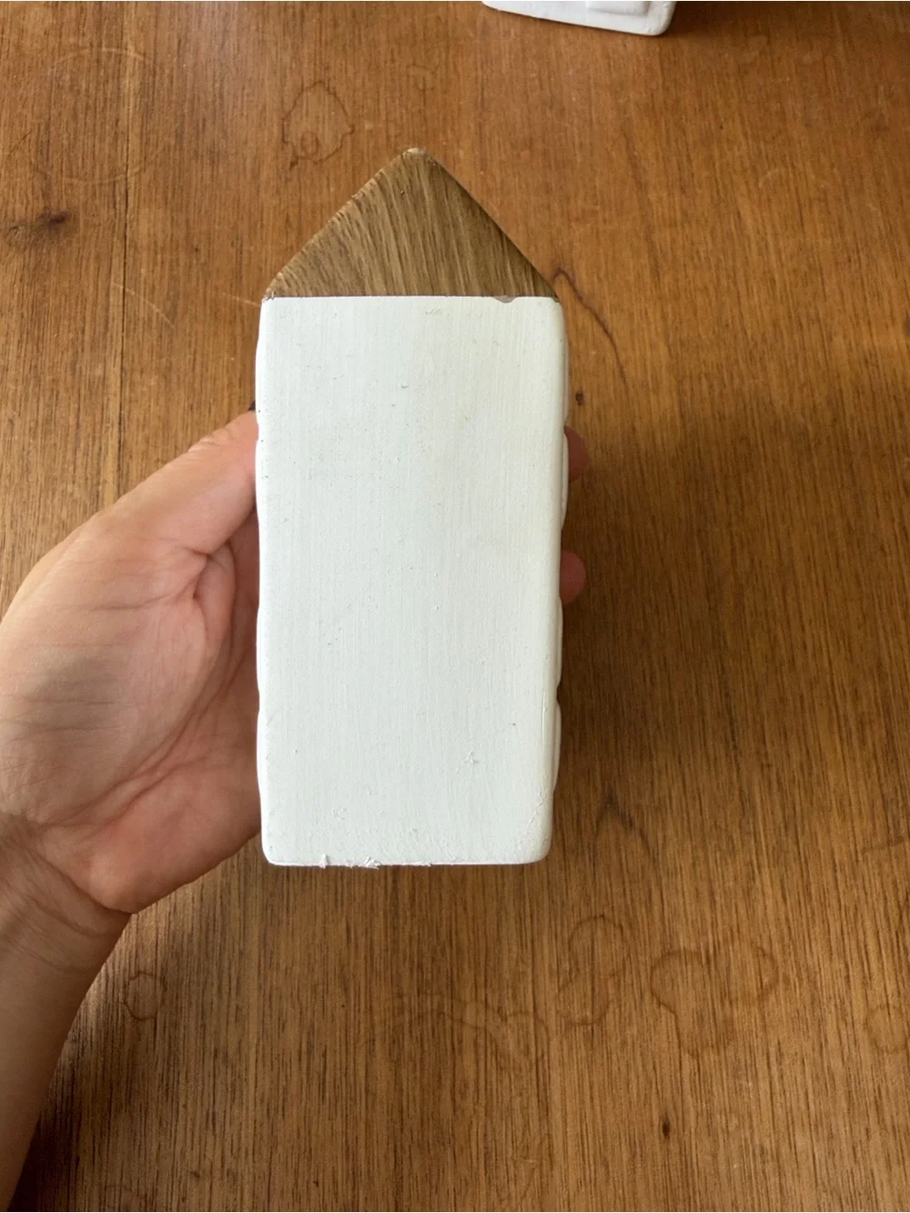 White Christmas Ceramic Decorative Houses with Wood Tops